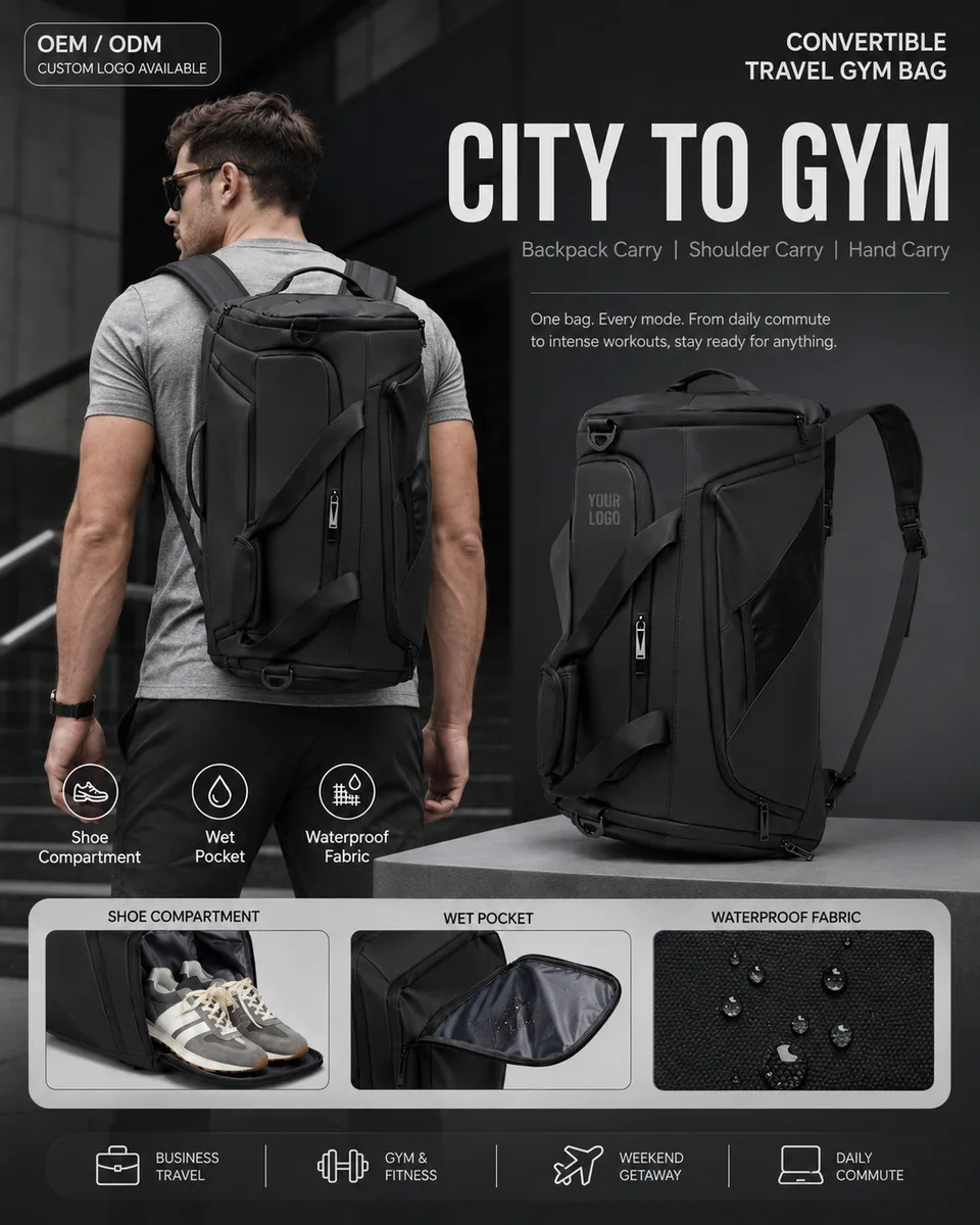 Custom Convertible Travel Gym Bag YJJN555-17
