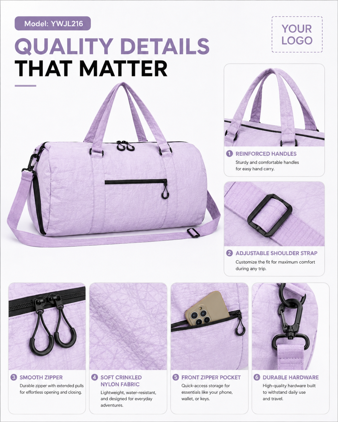 Custom Lightweight Travel Duffel Bag YWJL216 image 1