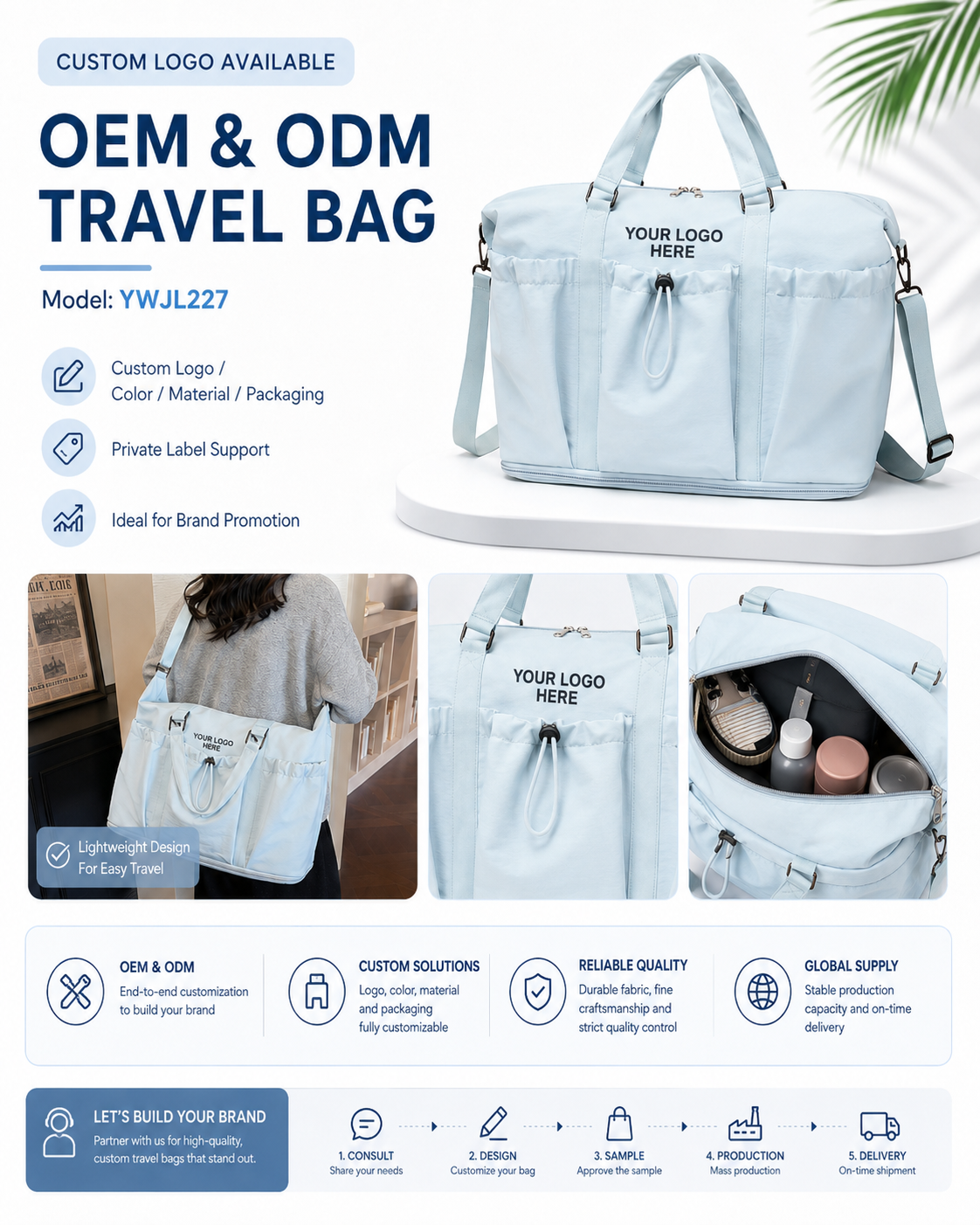 Custom Lightweight Travel Tote Bag YWJL227 image 1