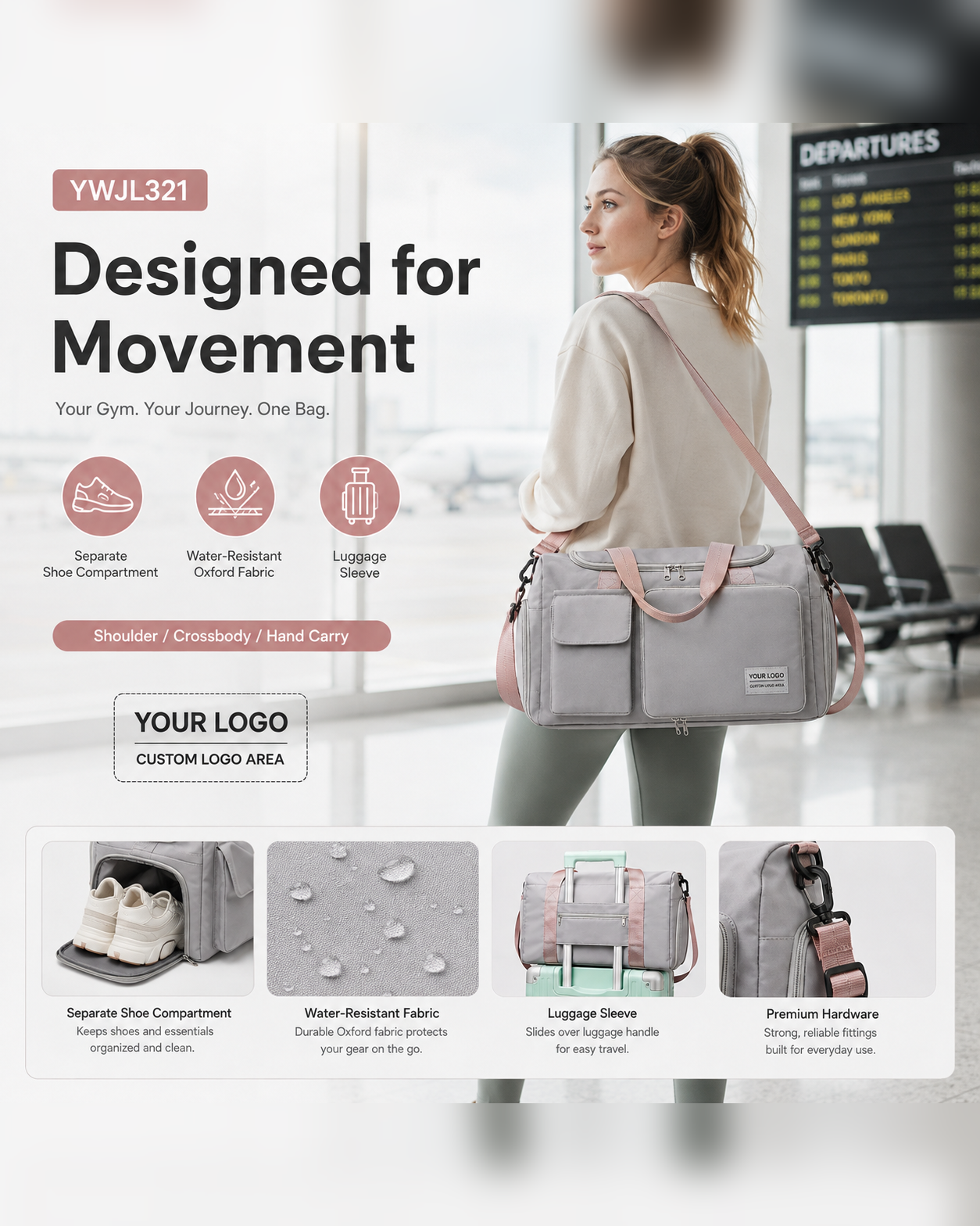 Custom Foldable Travel Gym Bag YWJL321 image 1